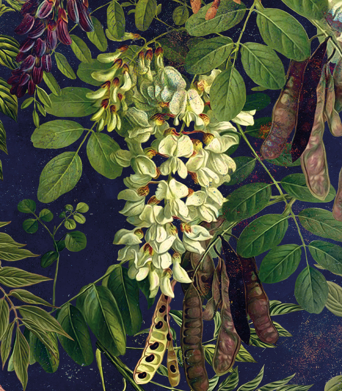 Akazie Dunkelblau Tapete