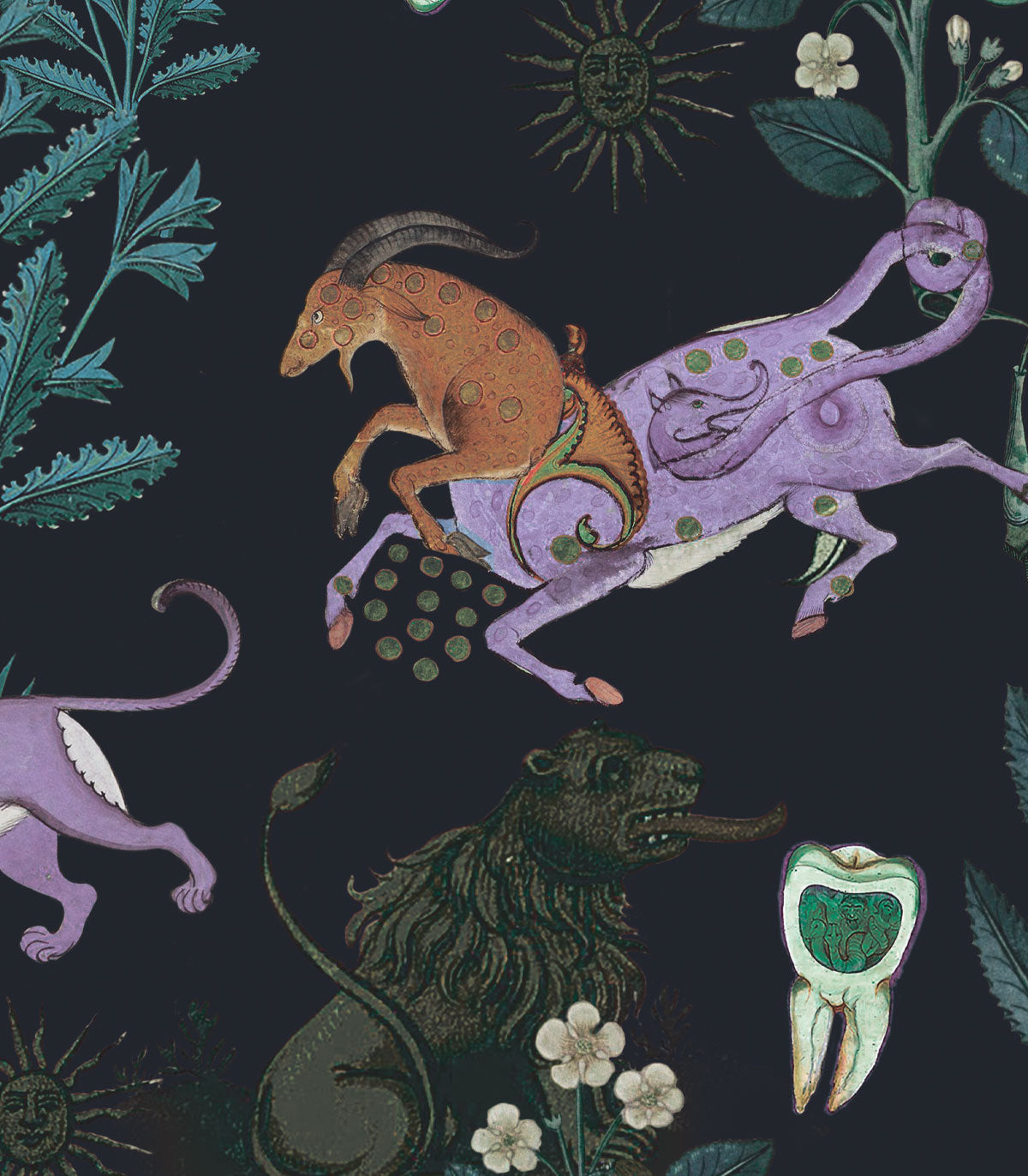 Botanic Beast Lila Tapete