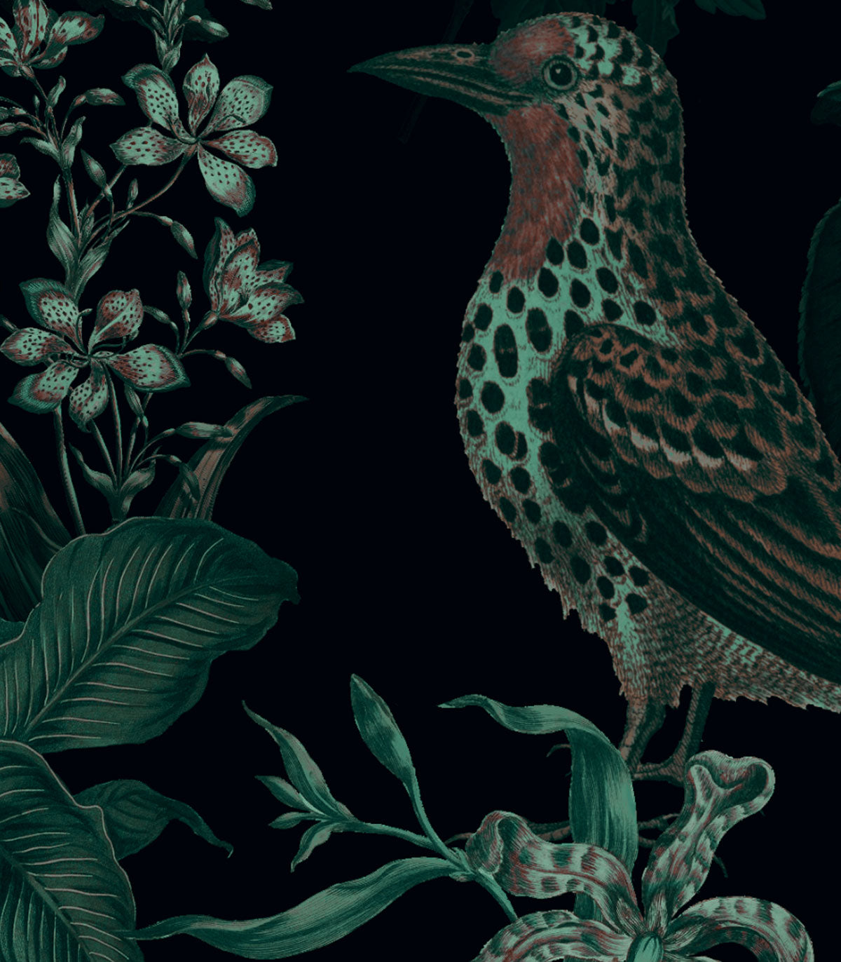 Botanische grüne Tapete