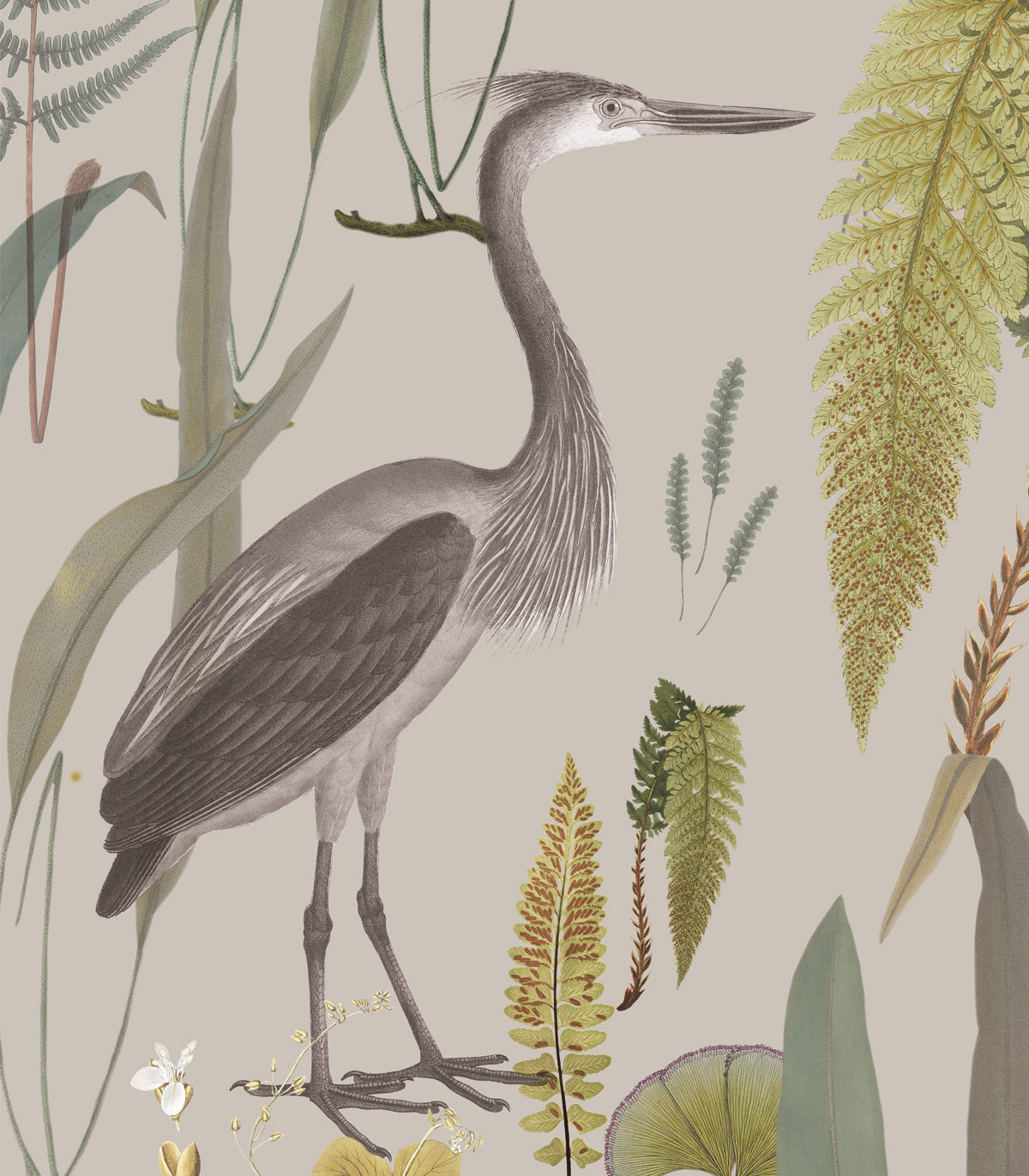 Ruhige Reiher-Tapete in Beige