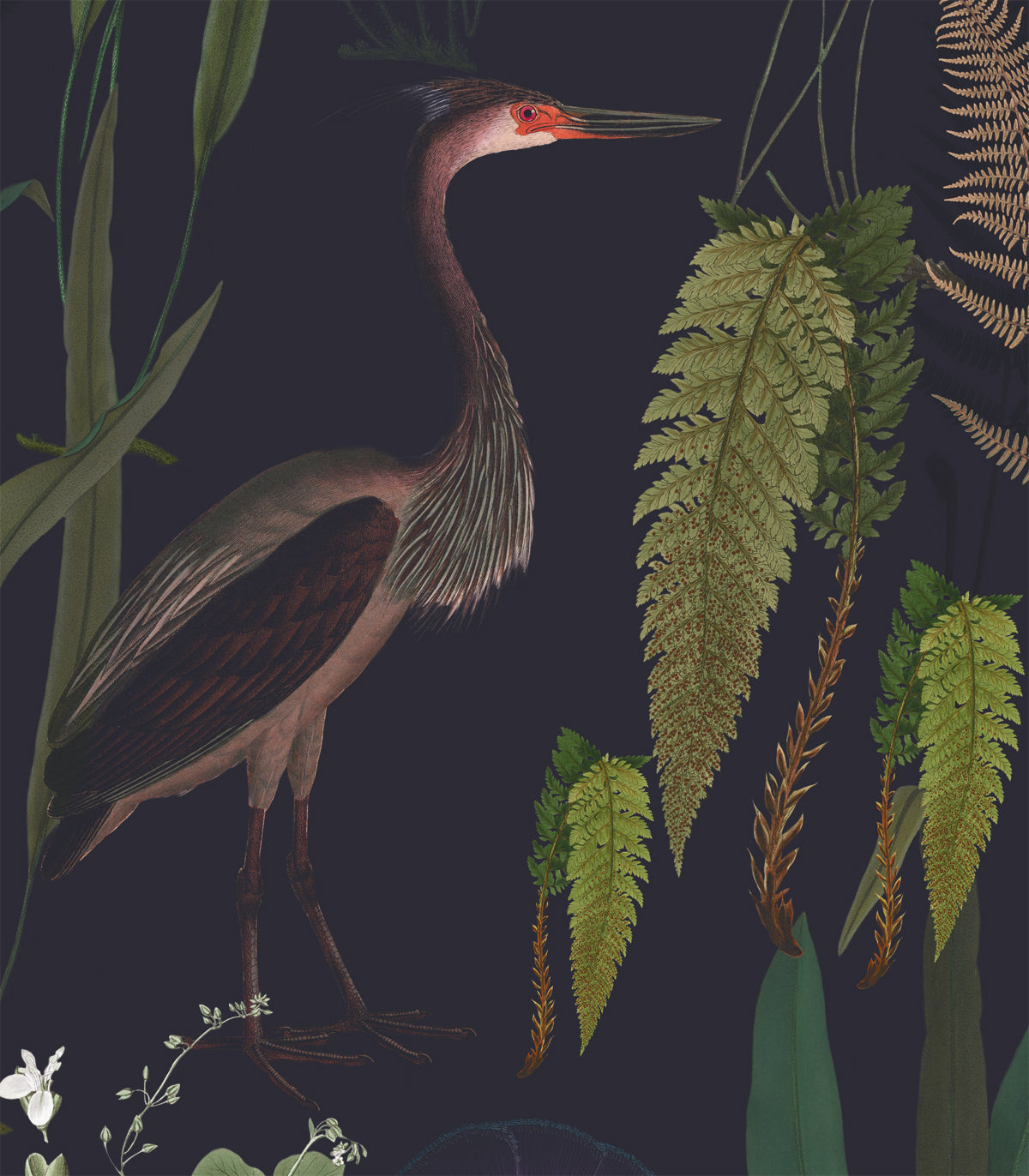 Calm Heron Marineblaue Tapete