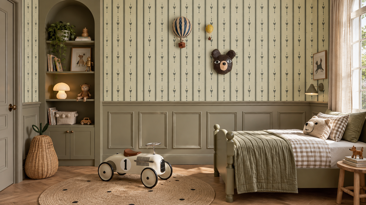 Tapete Cottage Stripe Olive Gray