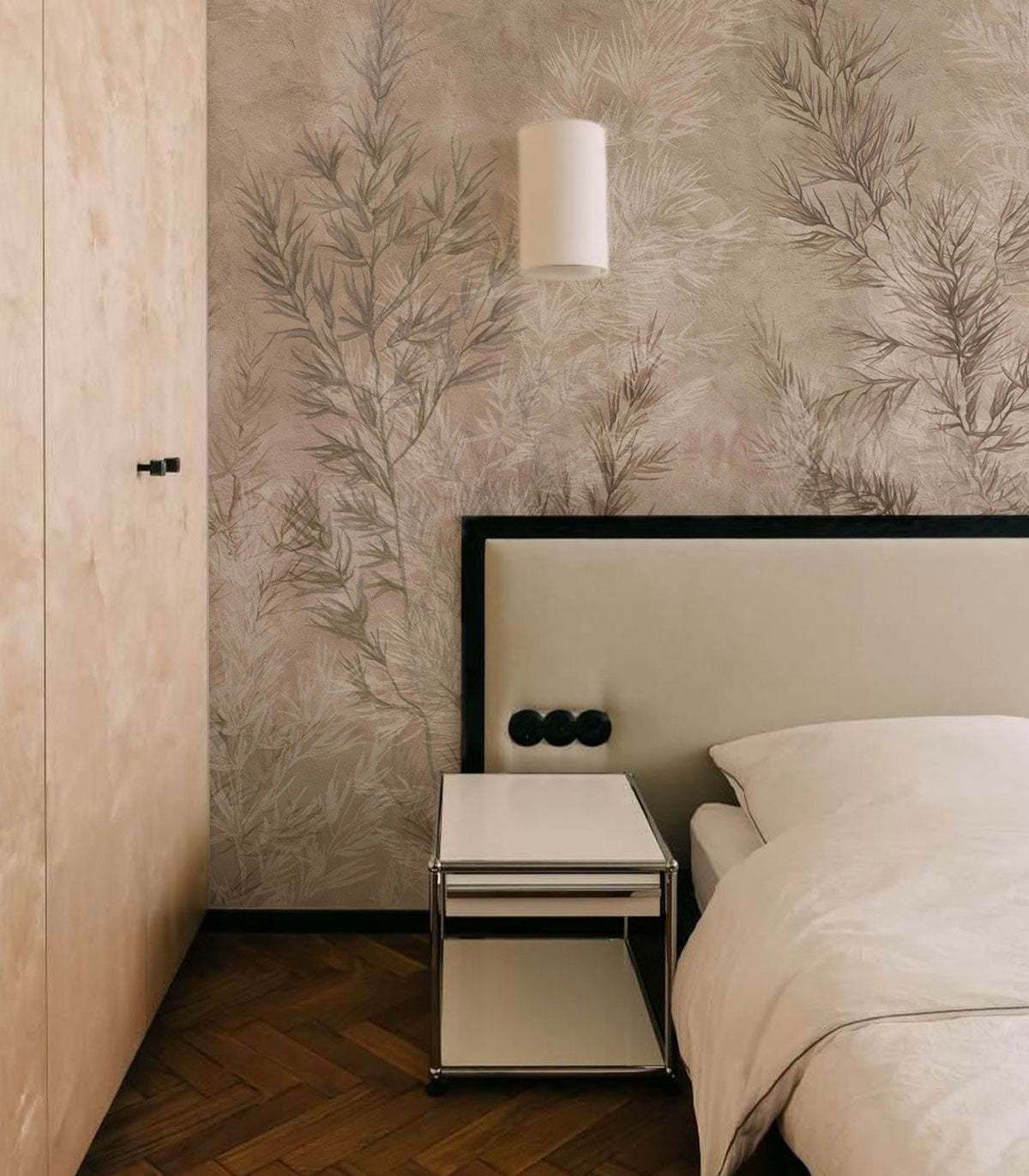 Beige Tapete mit trockenem Gras