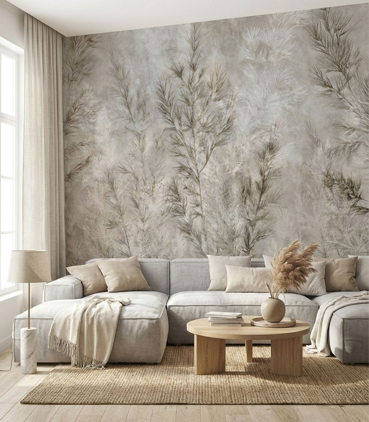 Wallpaper Dry grass grey