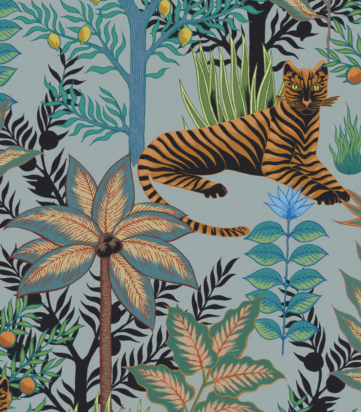 Gold Tigers Hellblaue Tapete