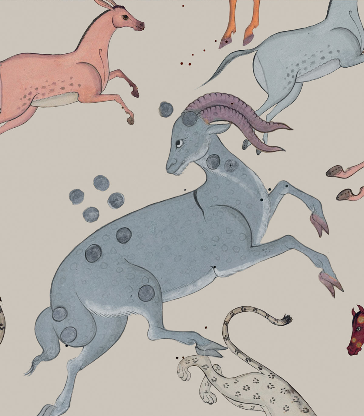 Orientalische Tiere Beige Tapete