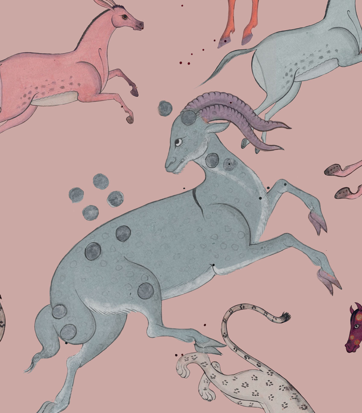 Orientalische Tiere Hellrosa Tapete