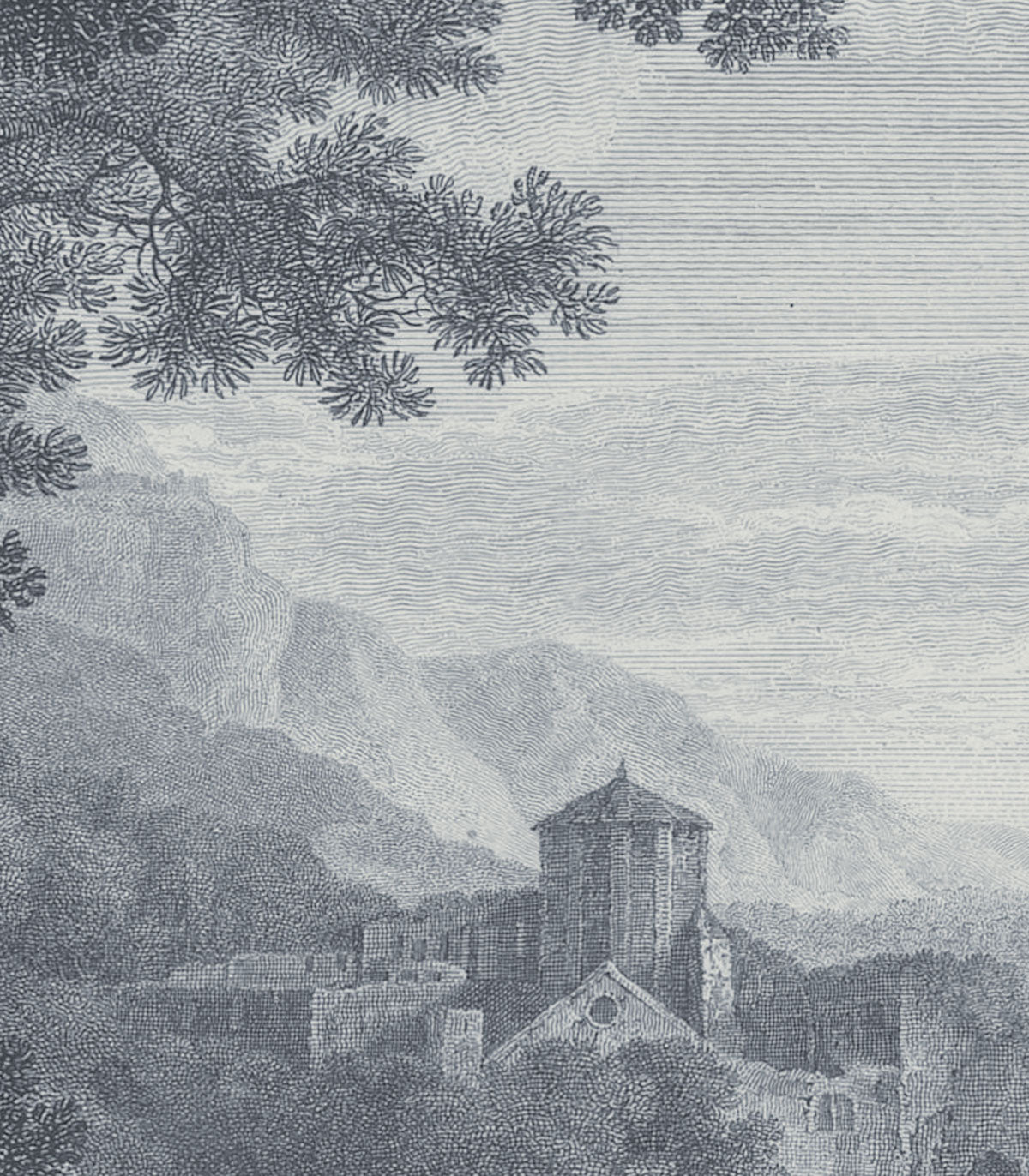 Malerisches Tal der Ruhe Blaue Tapete