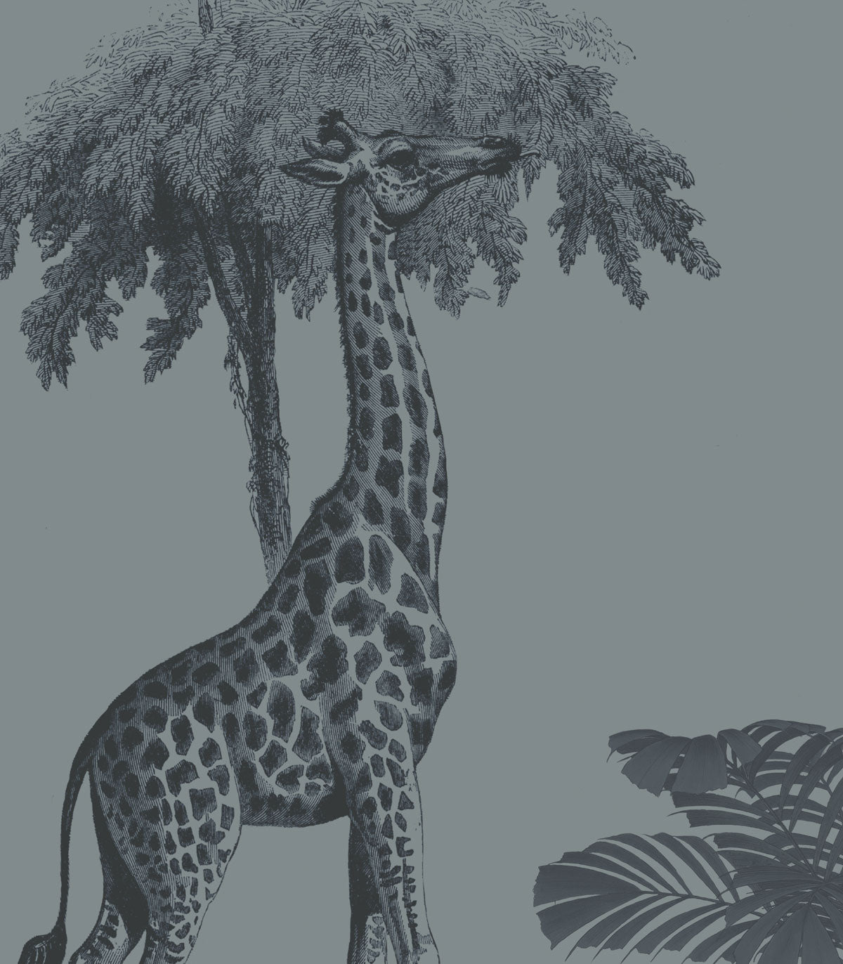 Vintage Tiere dunkle Minze Tapete