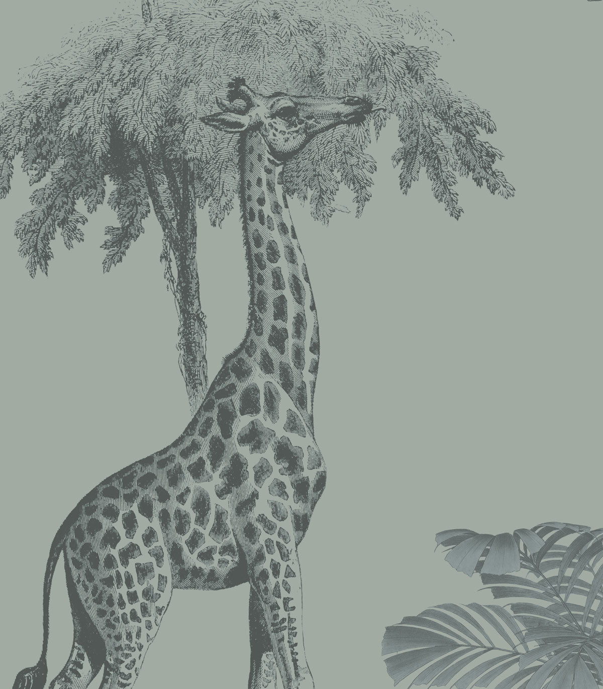 Vintage Tiere Hellmint Vliestapete