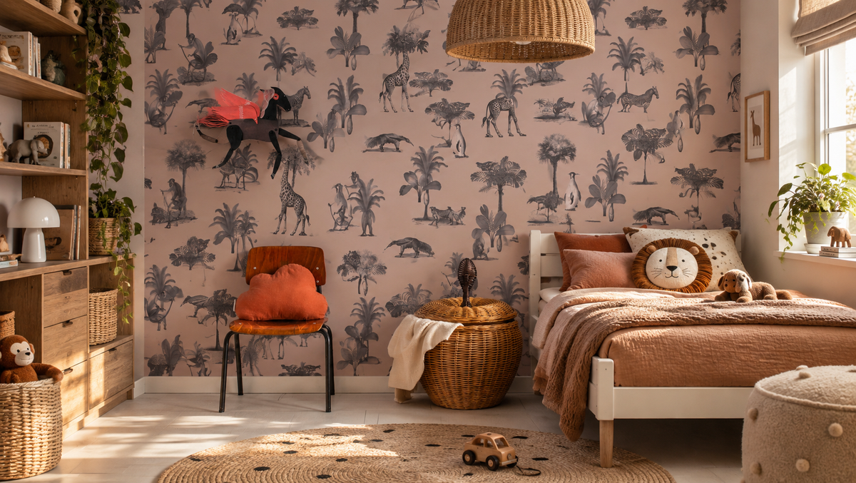 Tapete Vintage animals purple