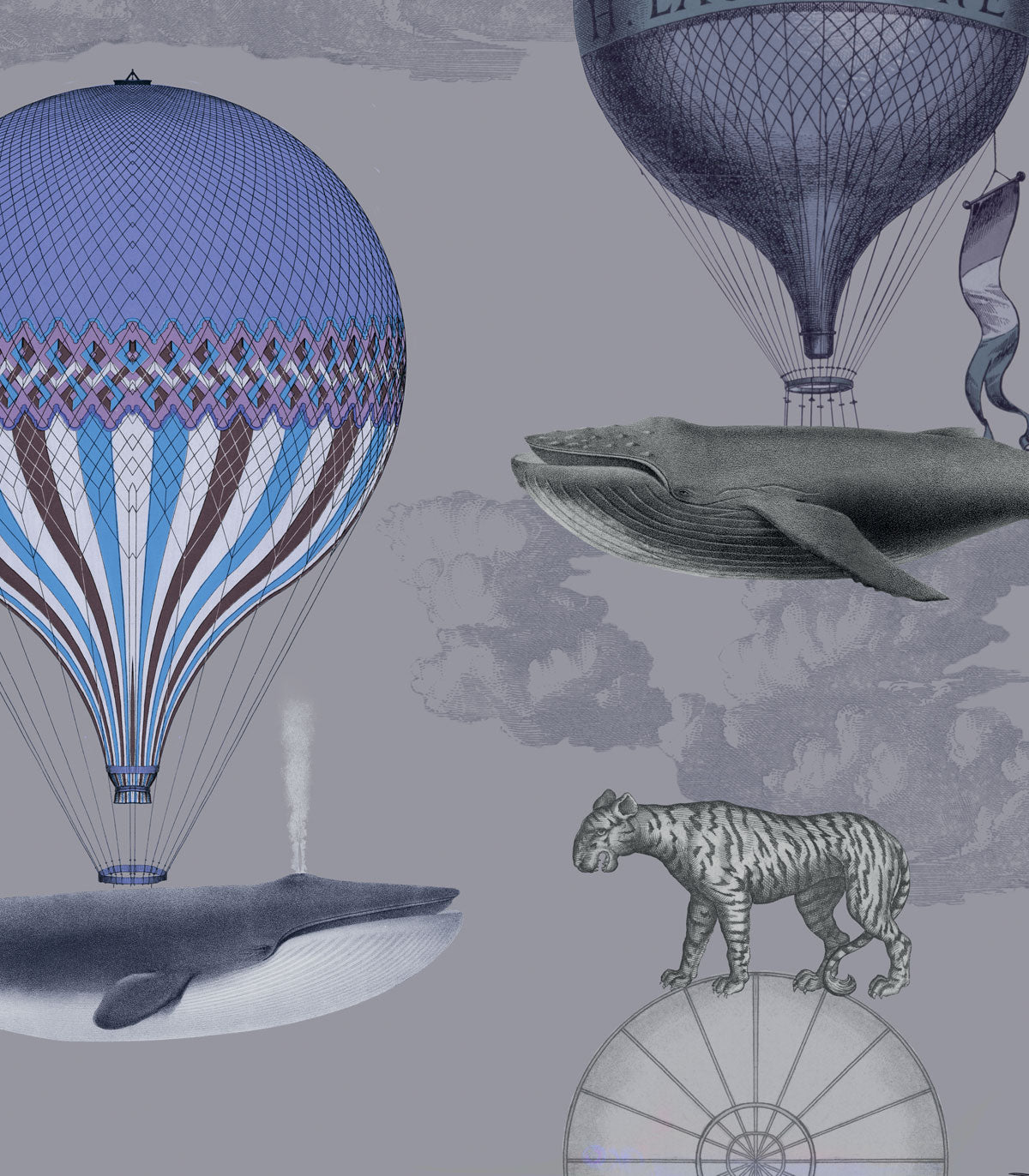 Lila Tapete Vintage-Luftballons