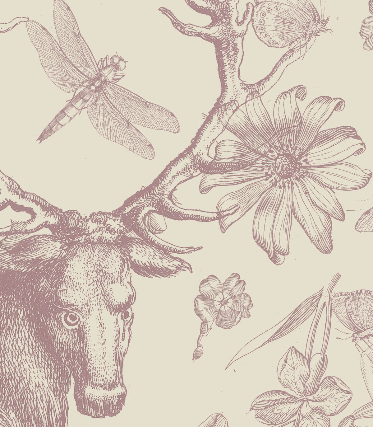 Vintage botanische rosa Tapete