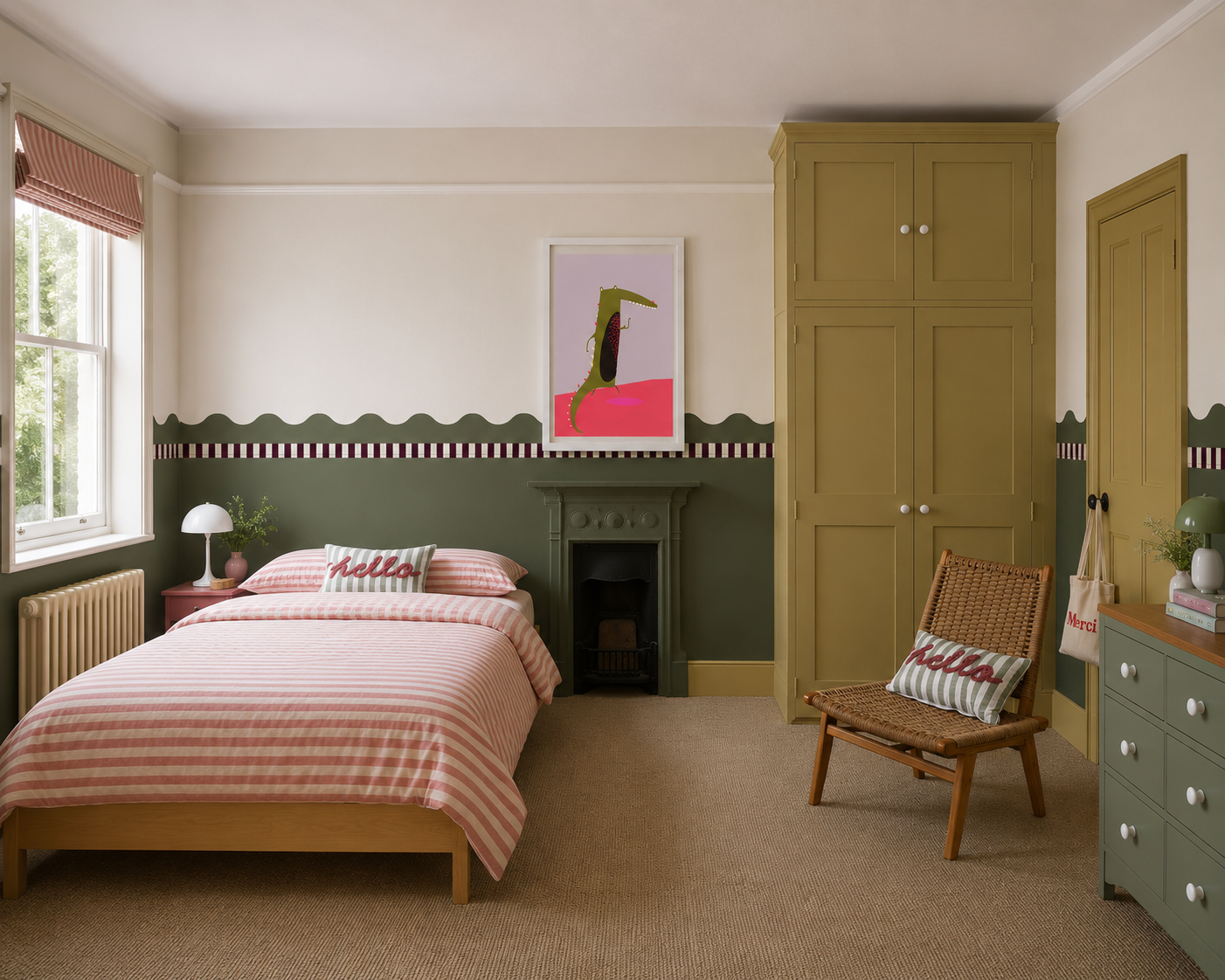 Wainscoting Wave Dark Olive Grove