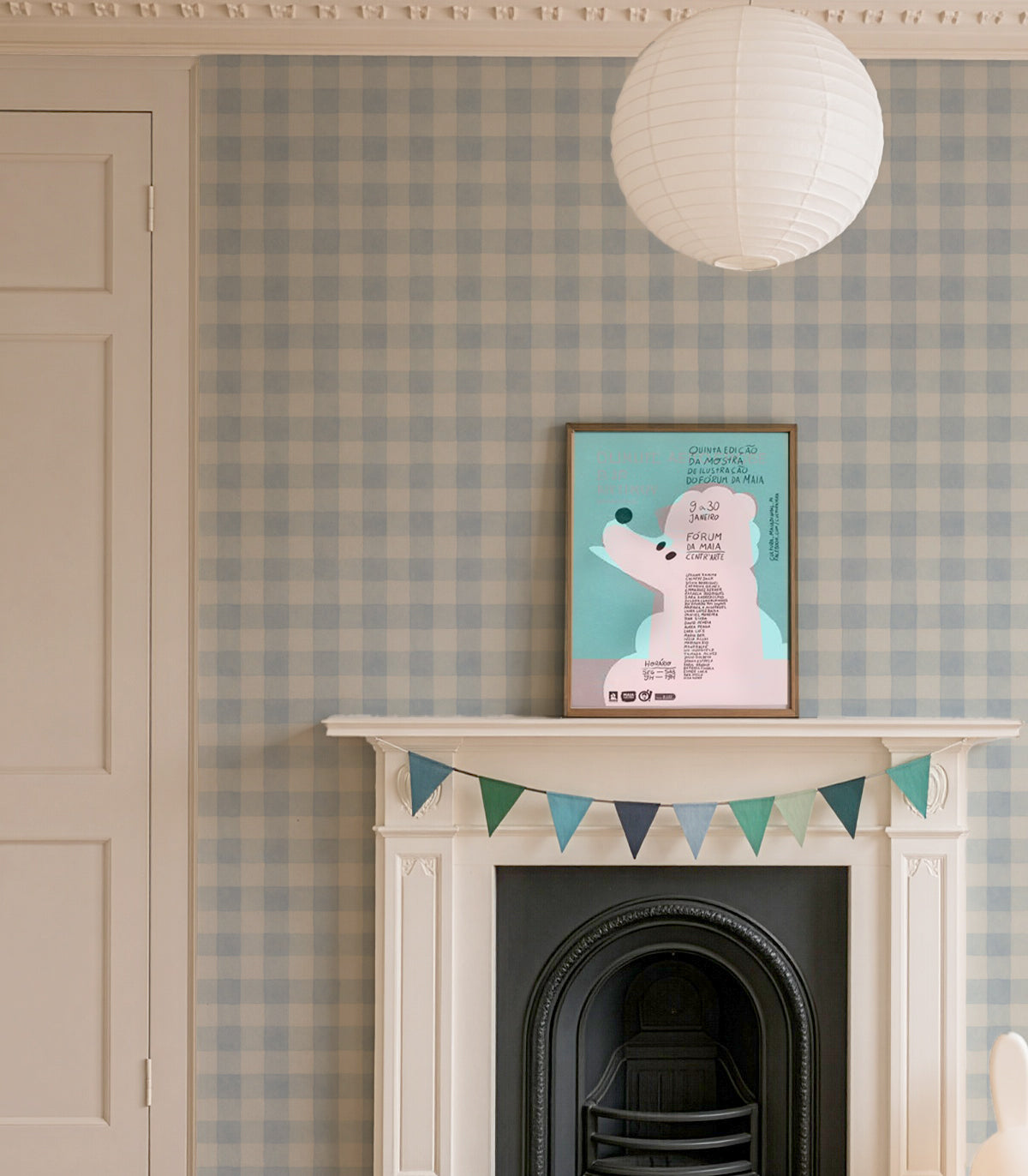 Tapeta Watercolor Checks Sky Blue