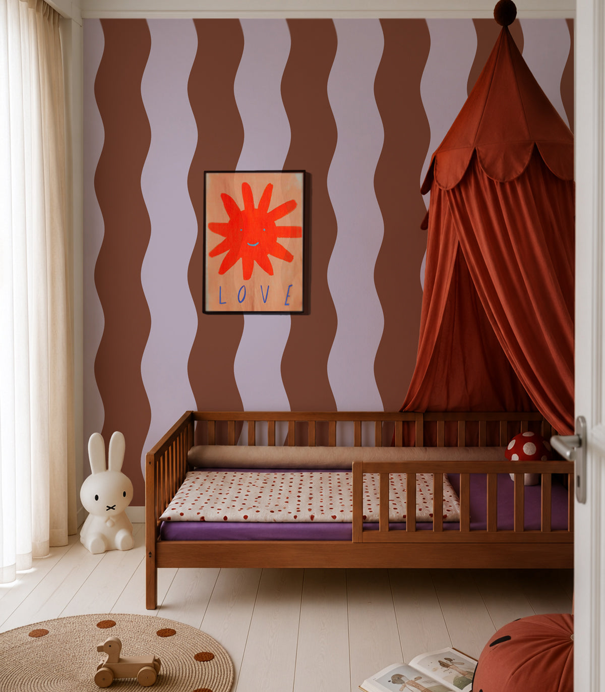 Tapete Wave Stripe Cinnamon Lavender