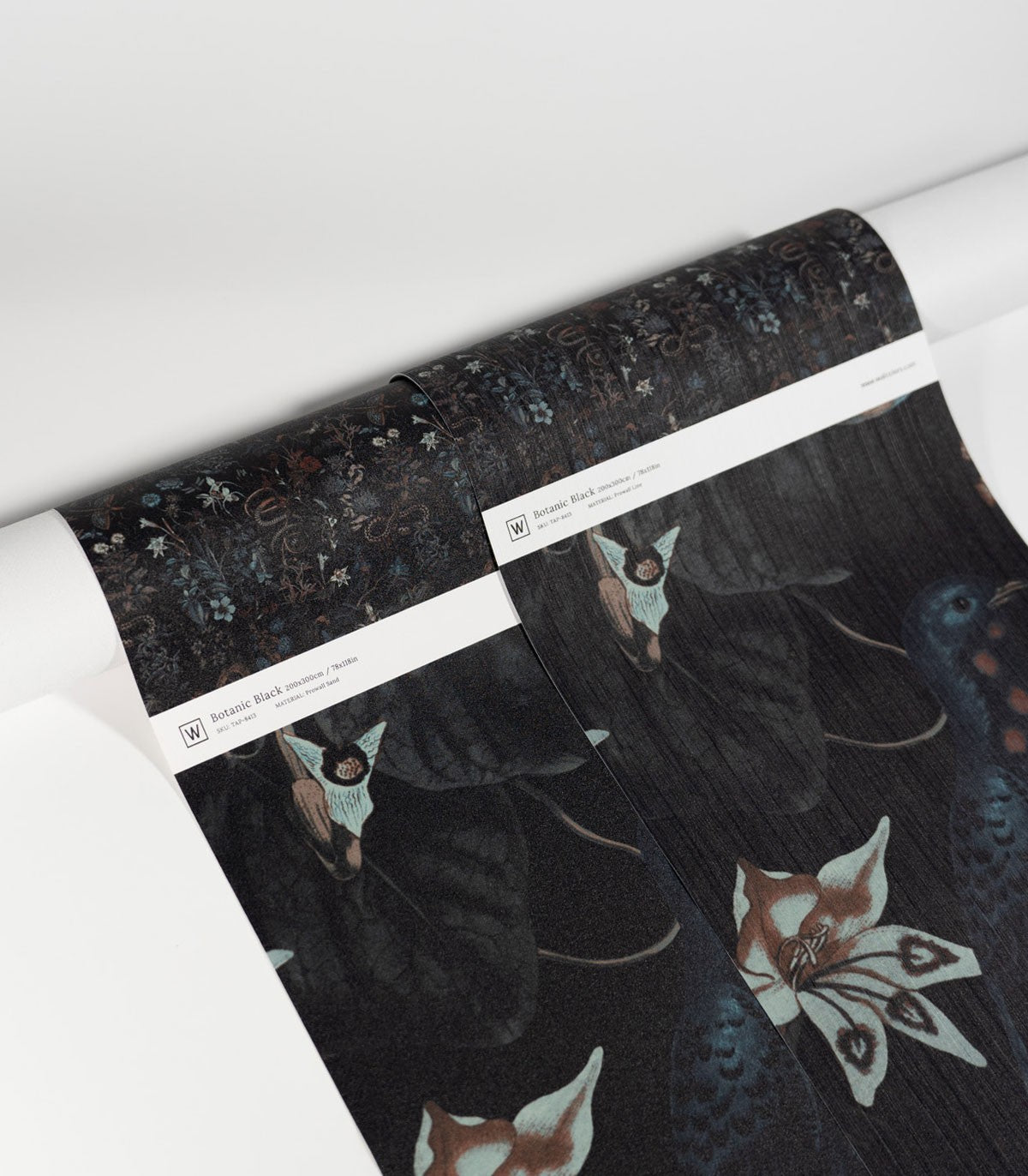 Botanische schwarze Tapete