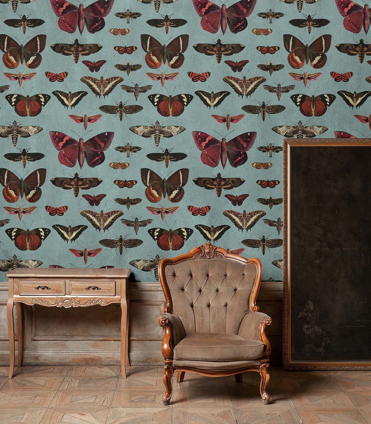 Tapeta Butterflies Turquoise - Wallcolors®