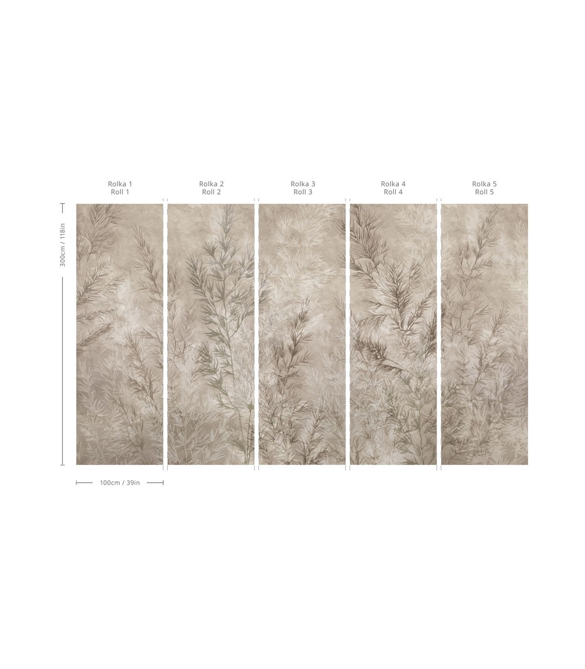 Beige Tapete mit trockenem Gras