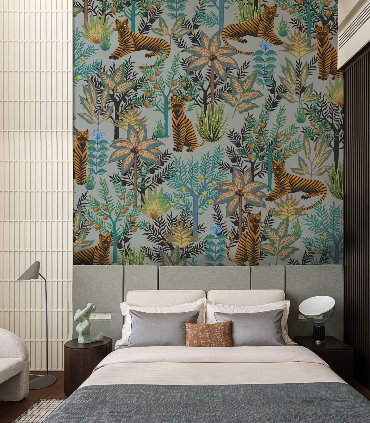 Gold Tigers Hellblaue Tapete