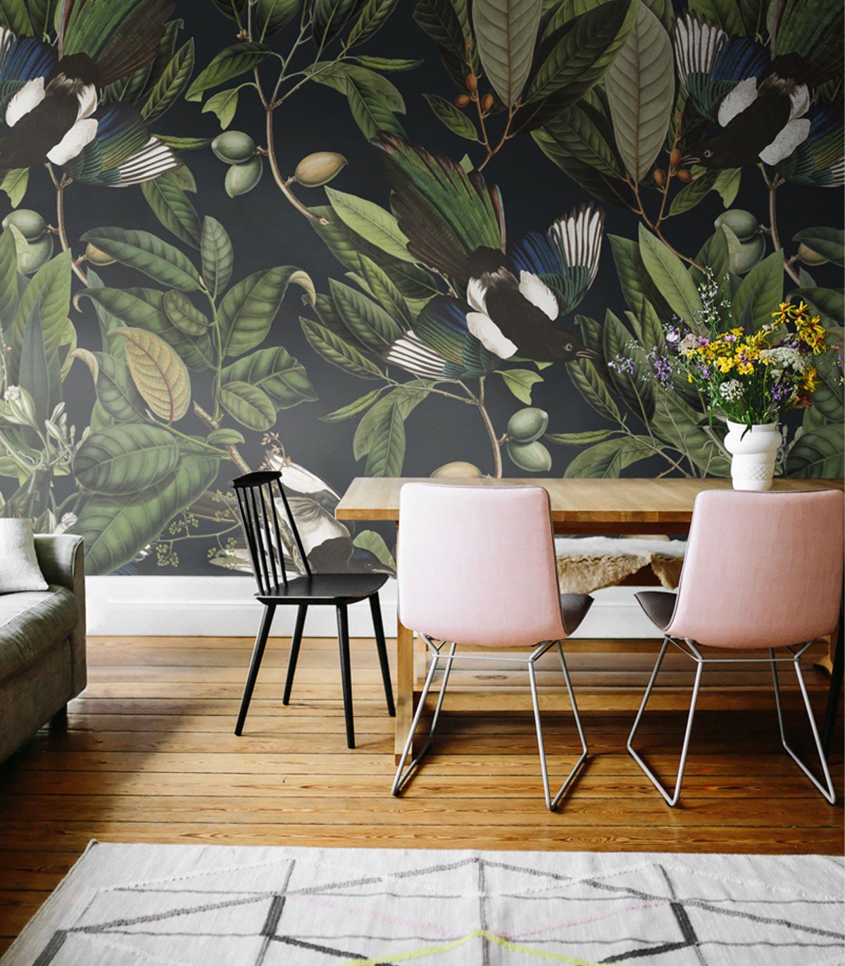 Tapeta Magpie Black - Wallcolors®