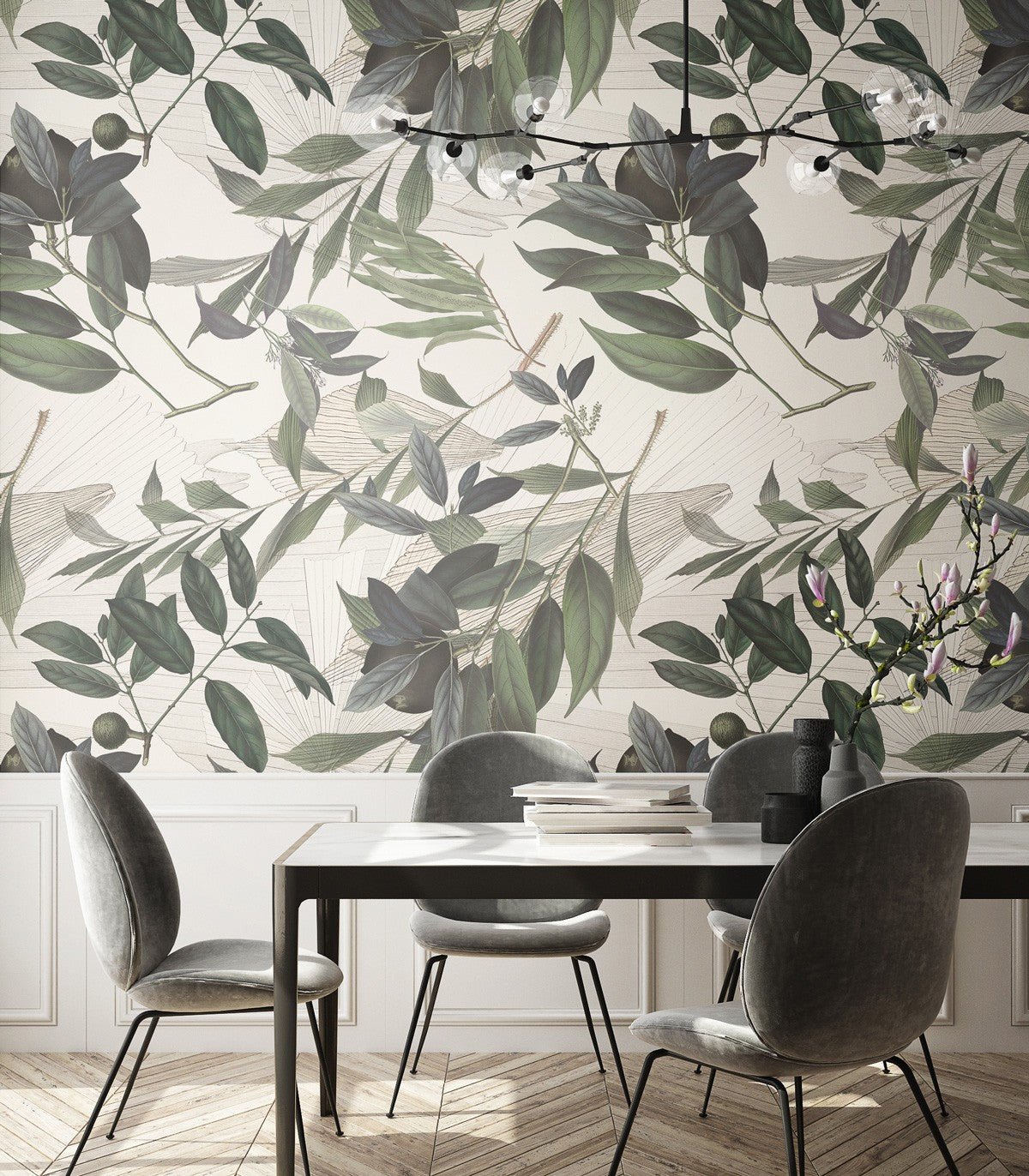 Tapeta Olive Branch White - Wallcolors®