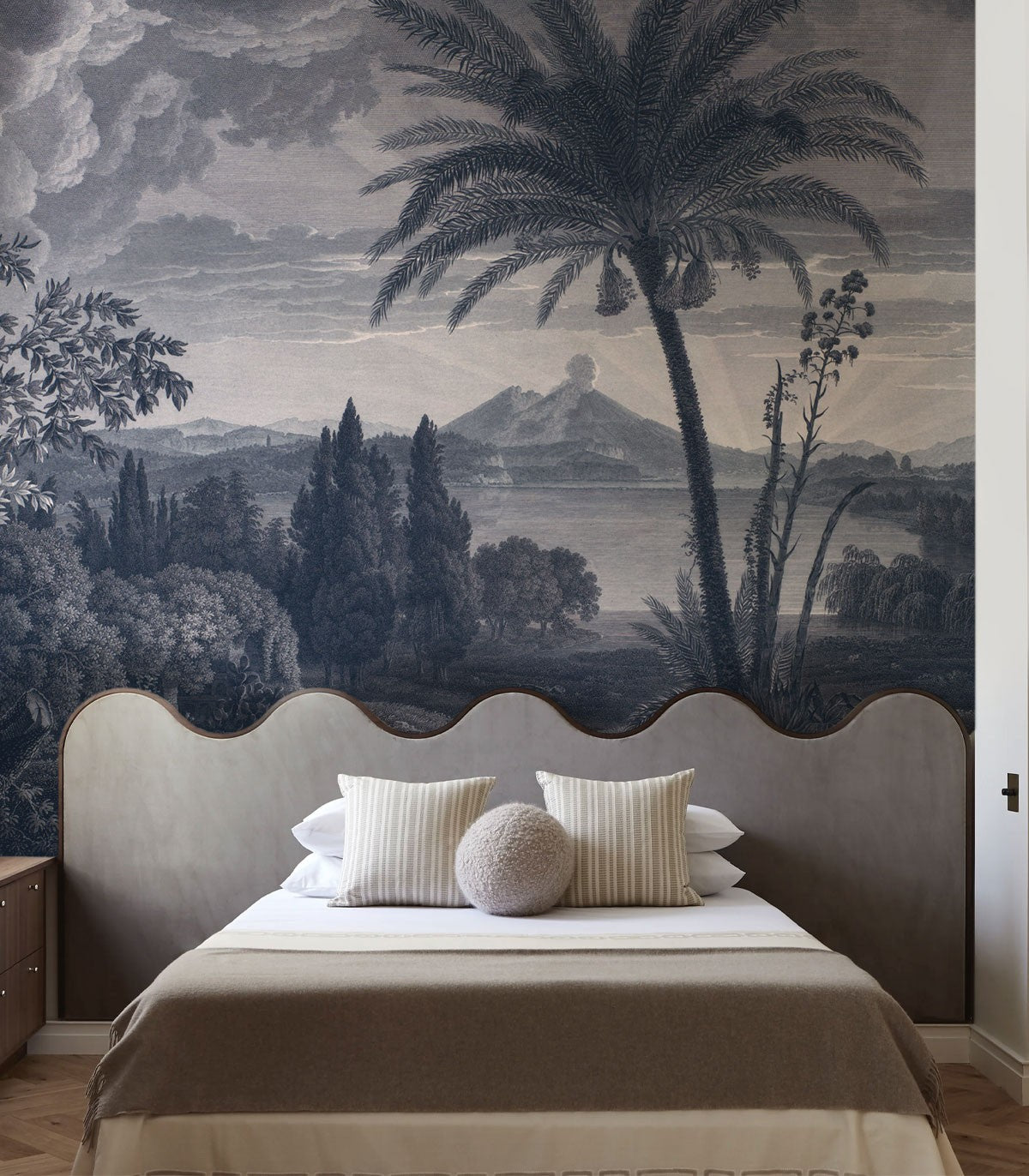 Tropische Vulkan-Vista-blaue Tapete