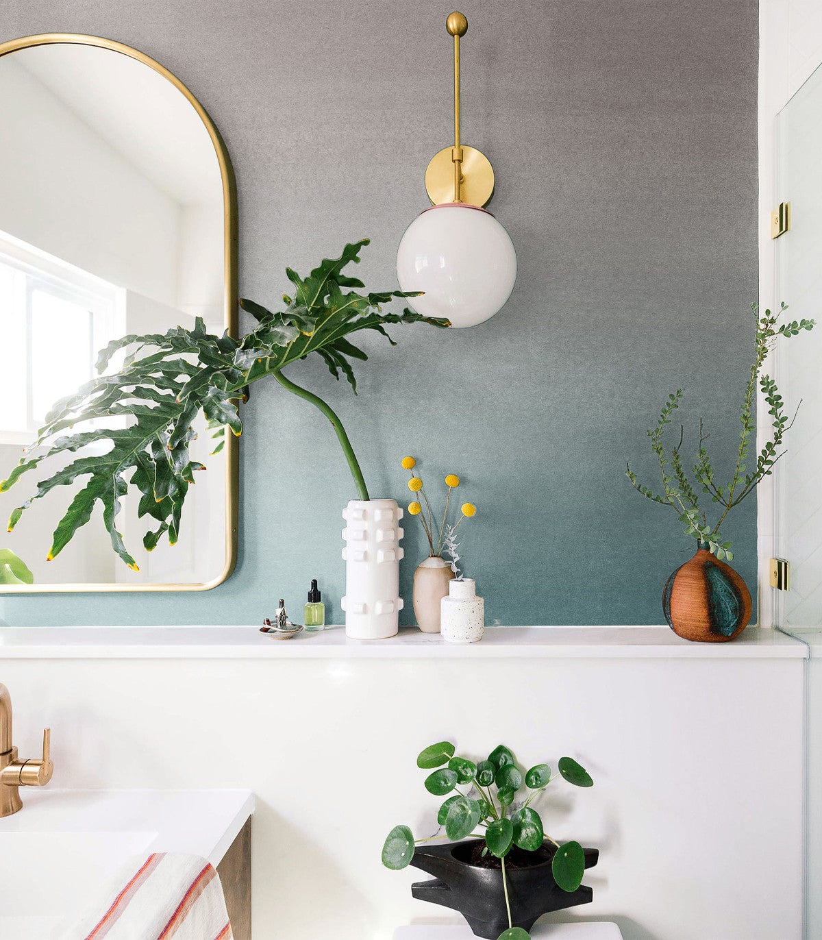 Türkisfarbene Fogg-Tapete