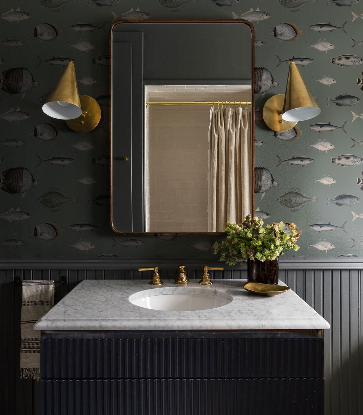 Unter dem Meer Vintage Grüne Tapete