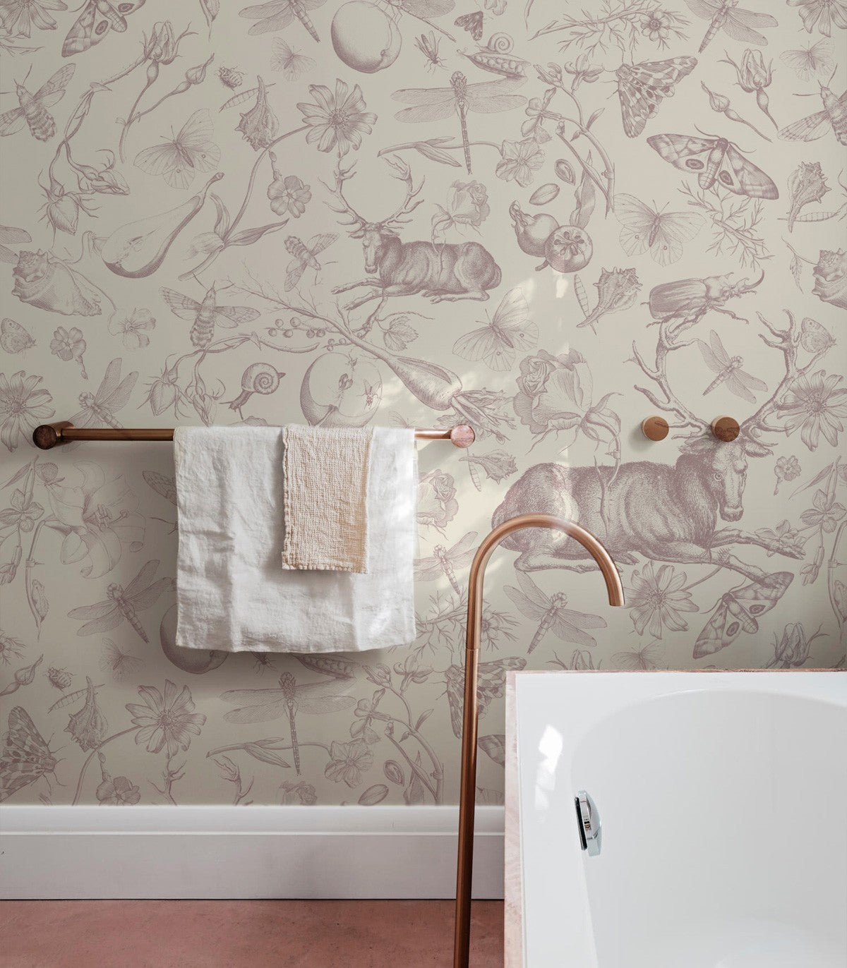 Vintage botanische rosa Tapete