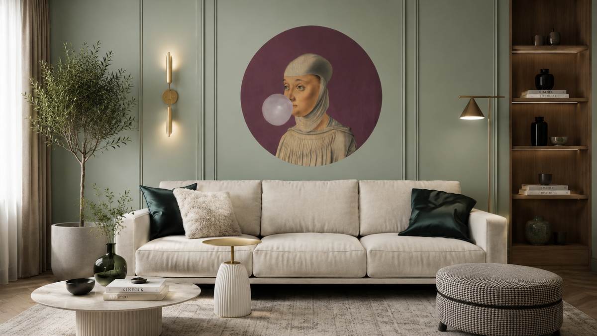 Dots Lighting Frau mit Kaugummi Aubergine