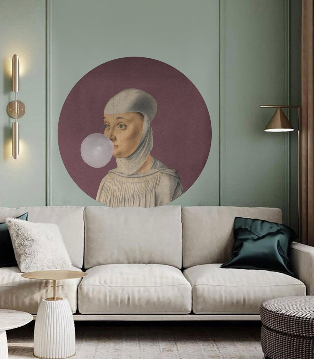 Dots Lighting Frau mit Kaugummi Aubergine