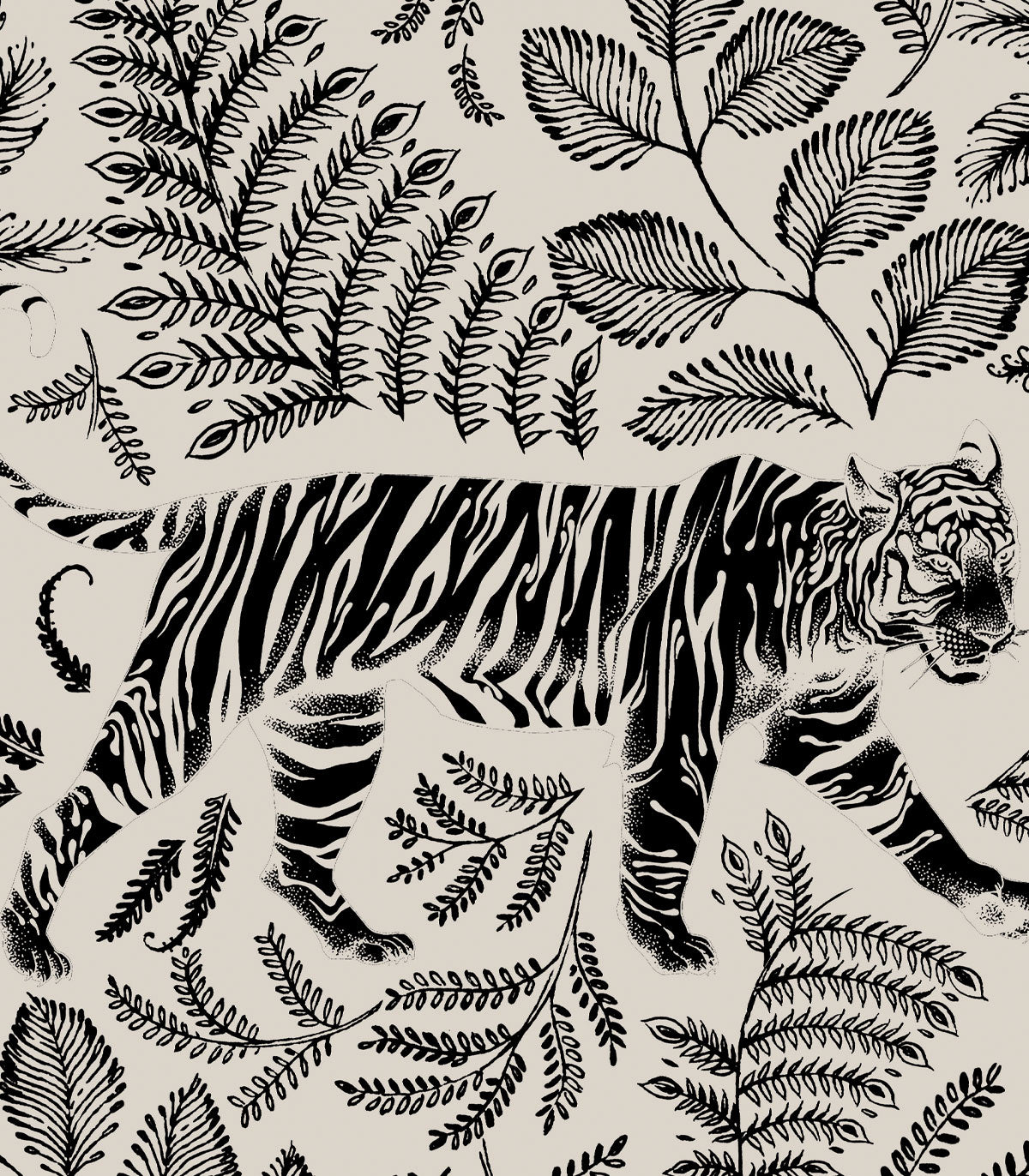 Getarnter Tiger, weiße Tapete