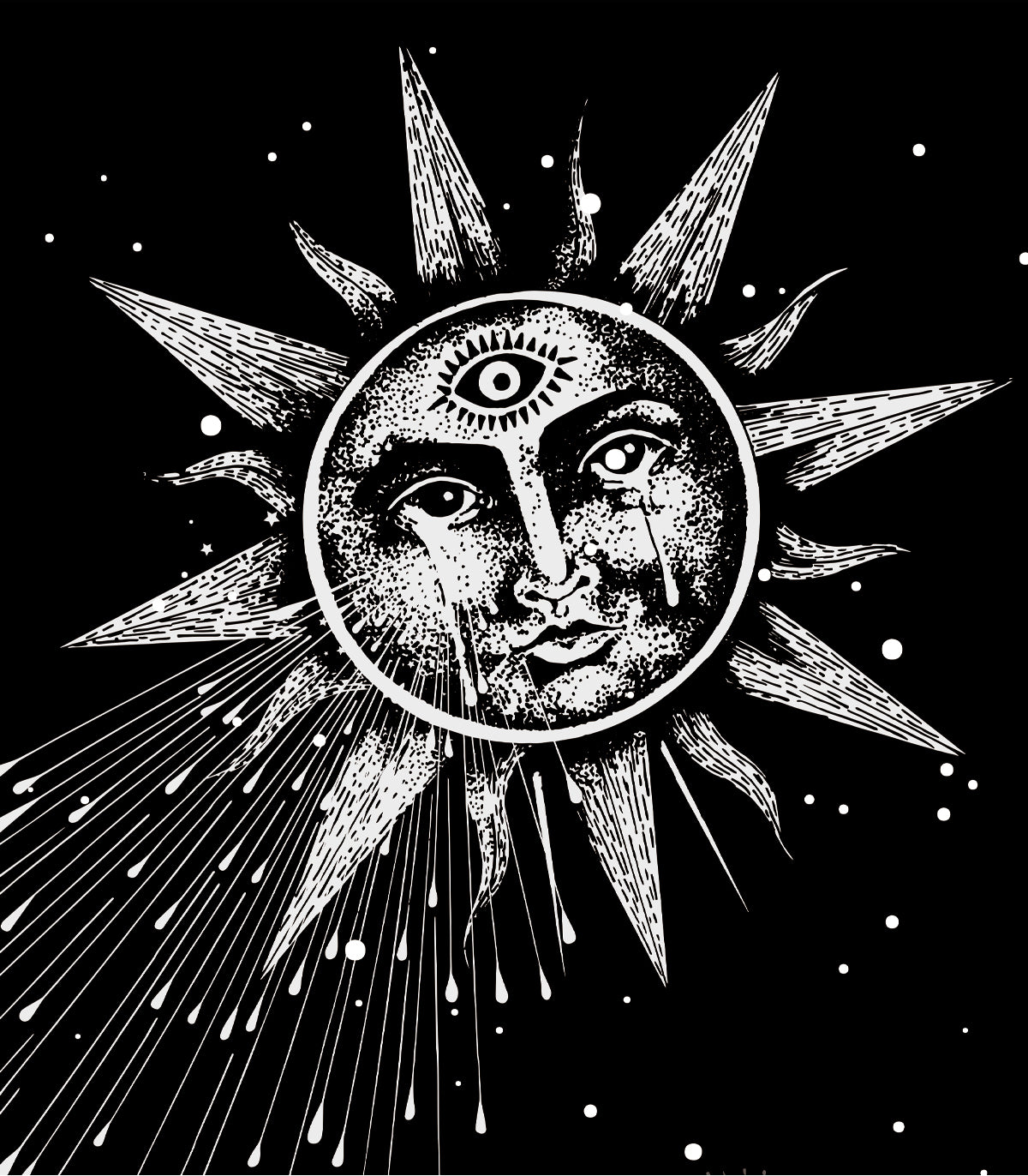 Mond und Sonne rote Tapete