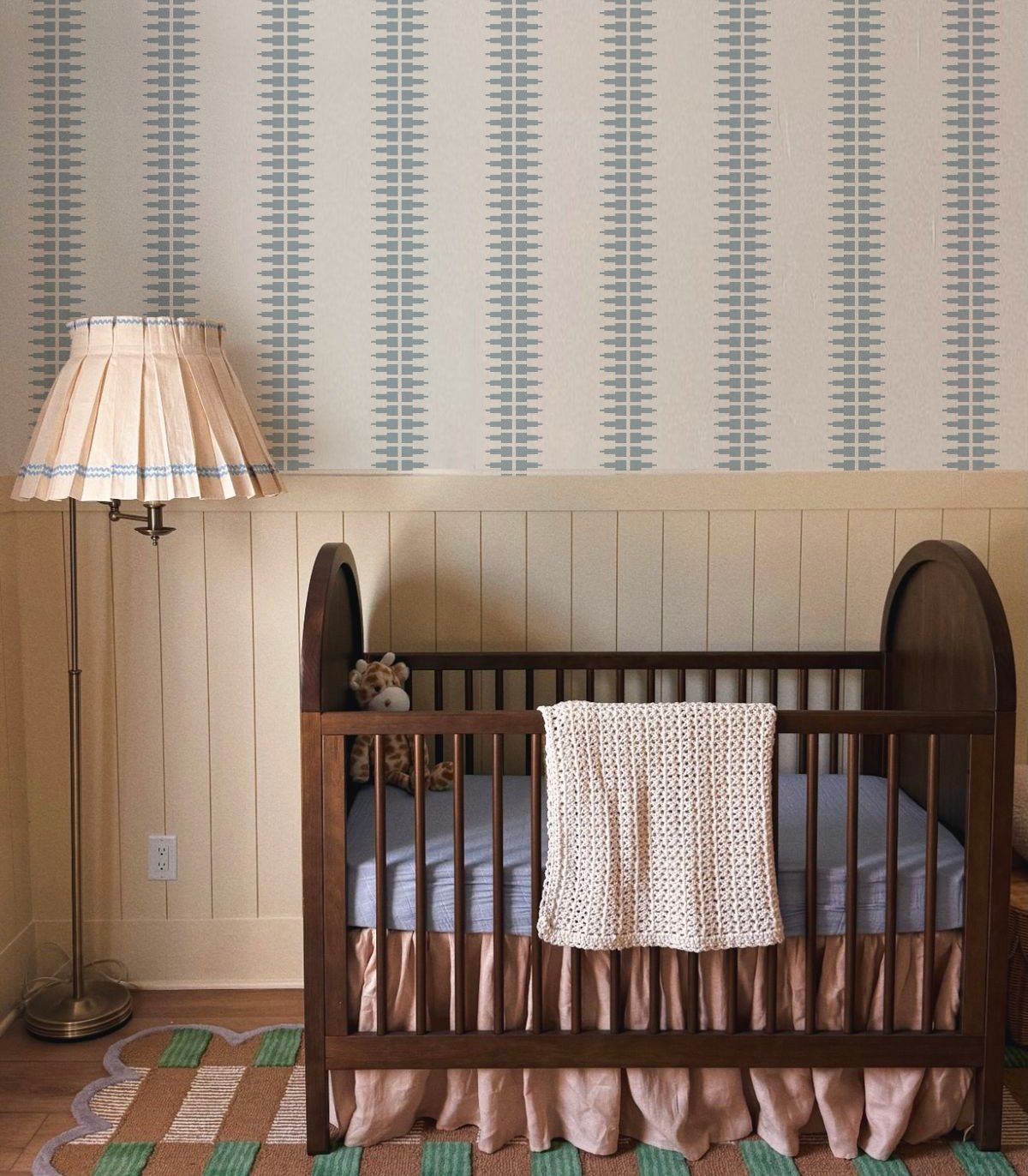 Tapeta Ornament Line Mist Blue - Wallcolors®