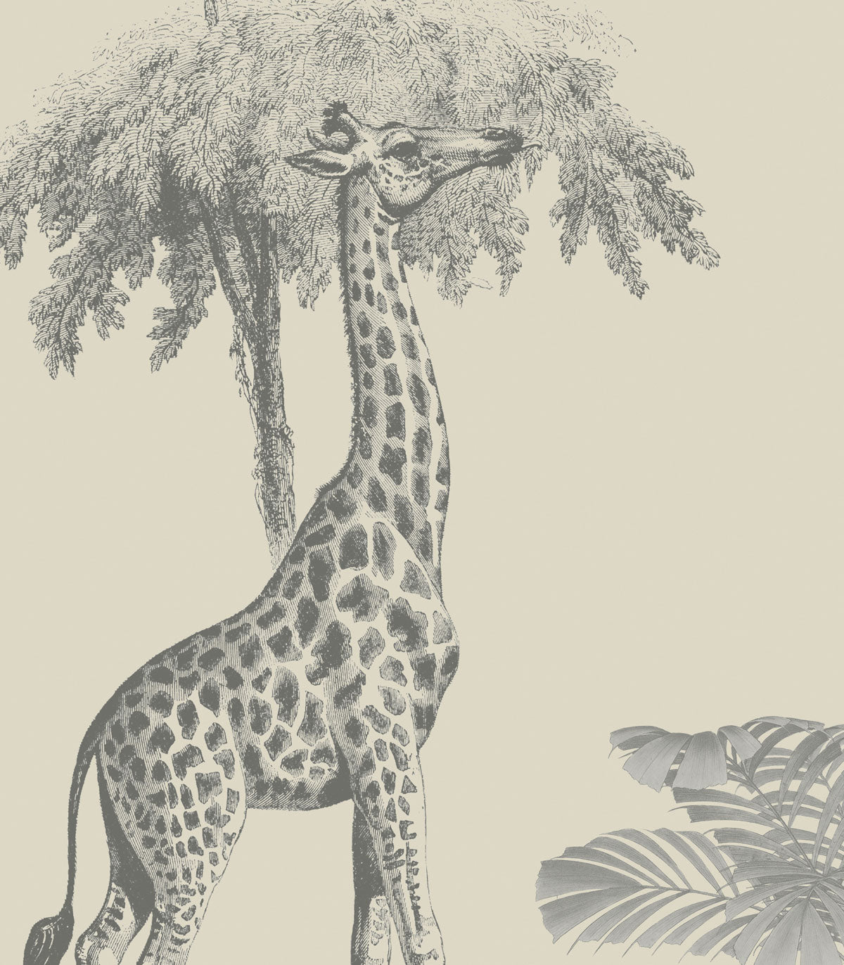 Beige Tapete Vintage Tiere