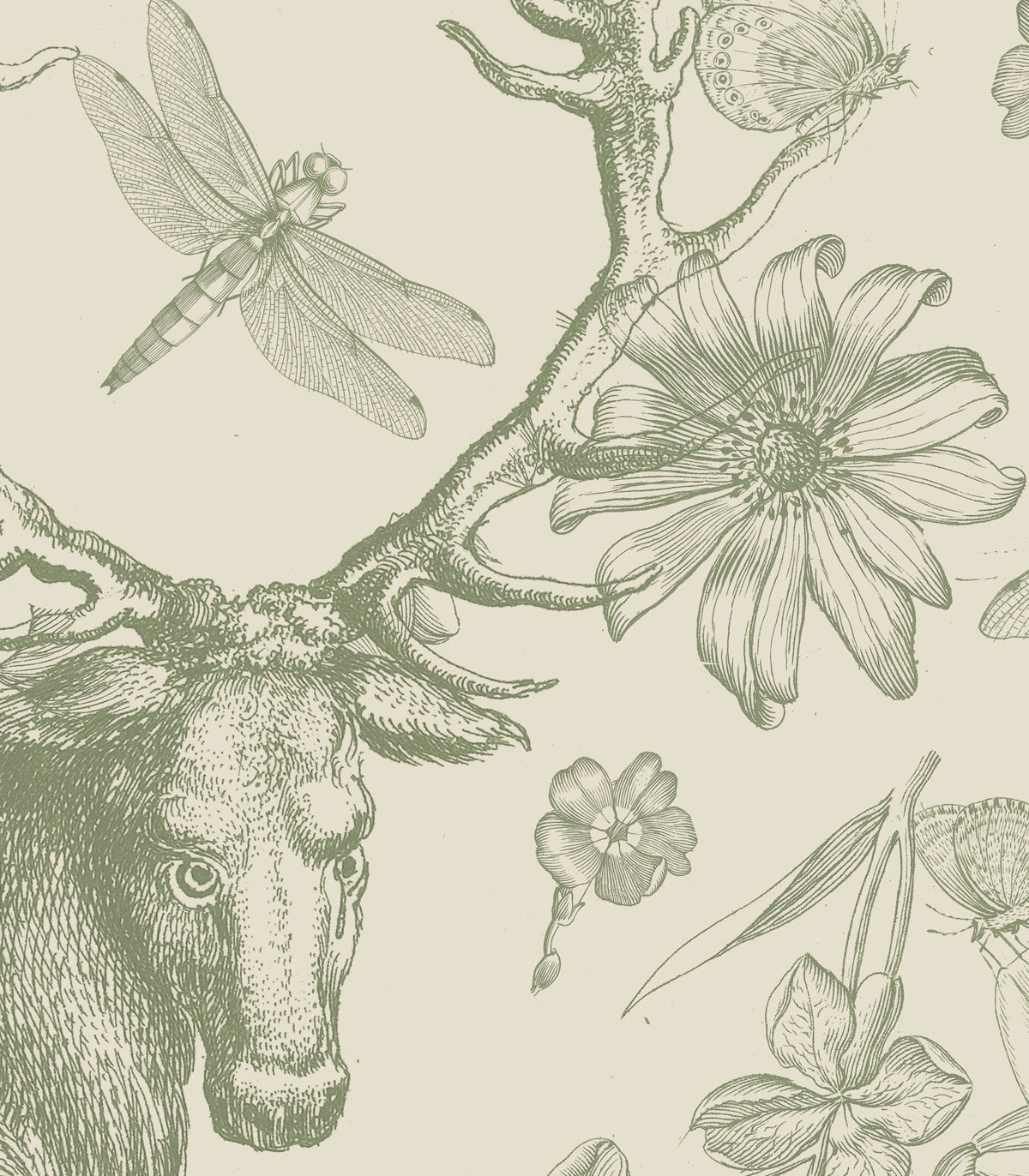 Vintage botanische grüne Tapete