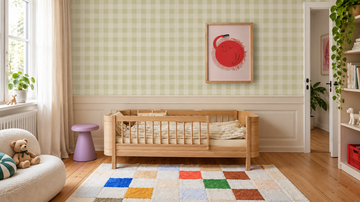 Tapete Watercolor Checks Spring Green
