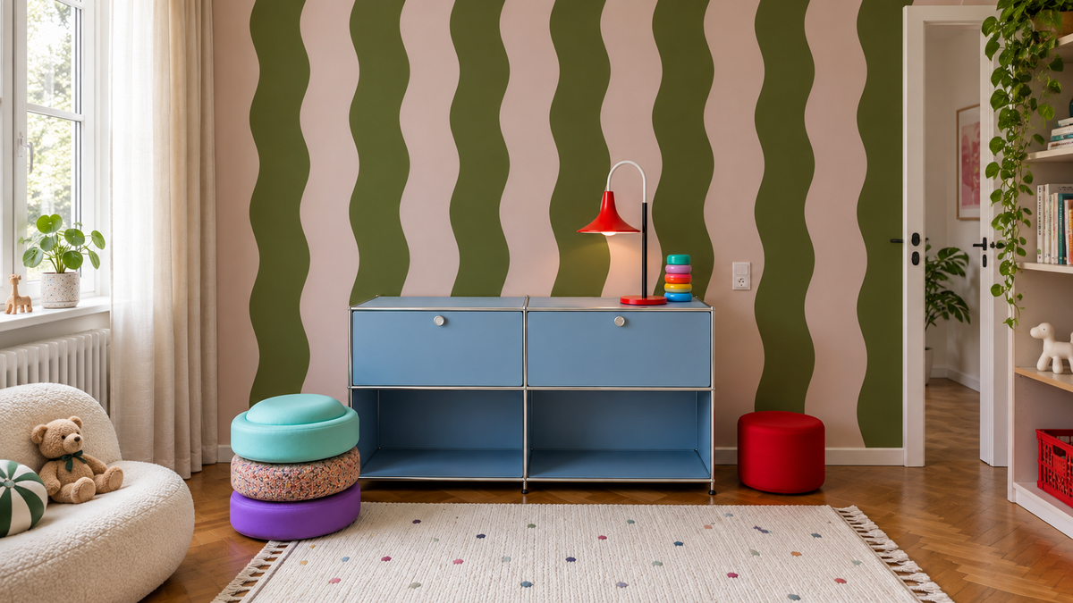 Tapete Wave Stripe Avocado Pink