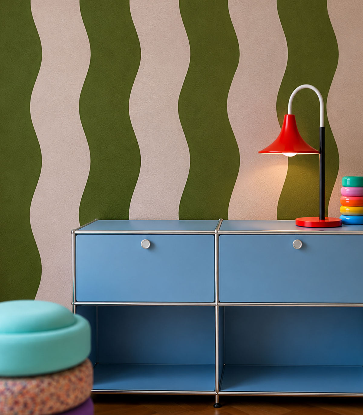 Tapete Wave Stripe Avocado Pink