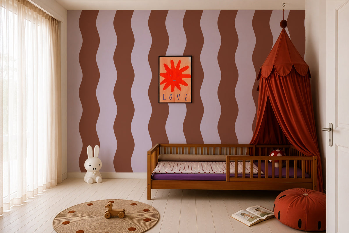 Tapete Wave Stripe Cinnamon Lavender