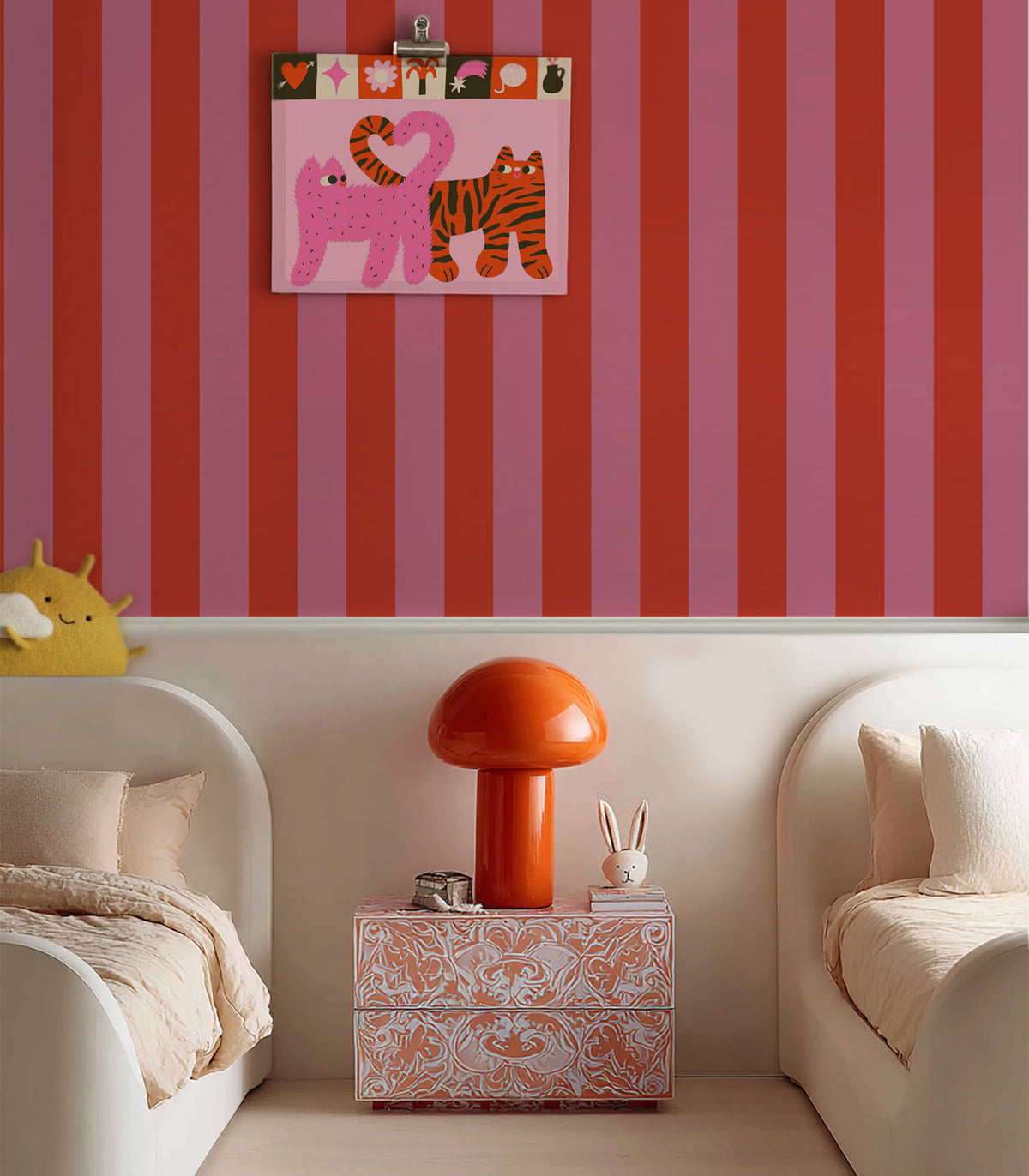 Tapete Wide Stripe Play Cherry Pink