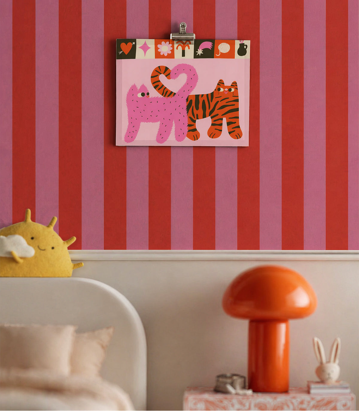Tapete Wide Stripe Play Cherry Pink