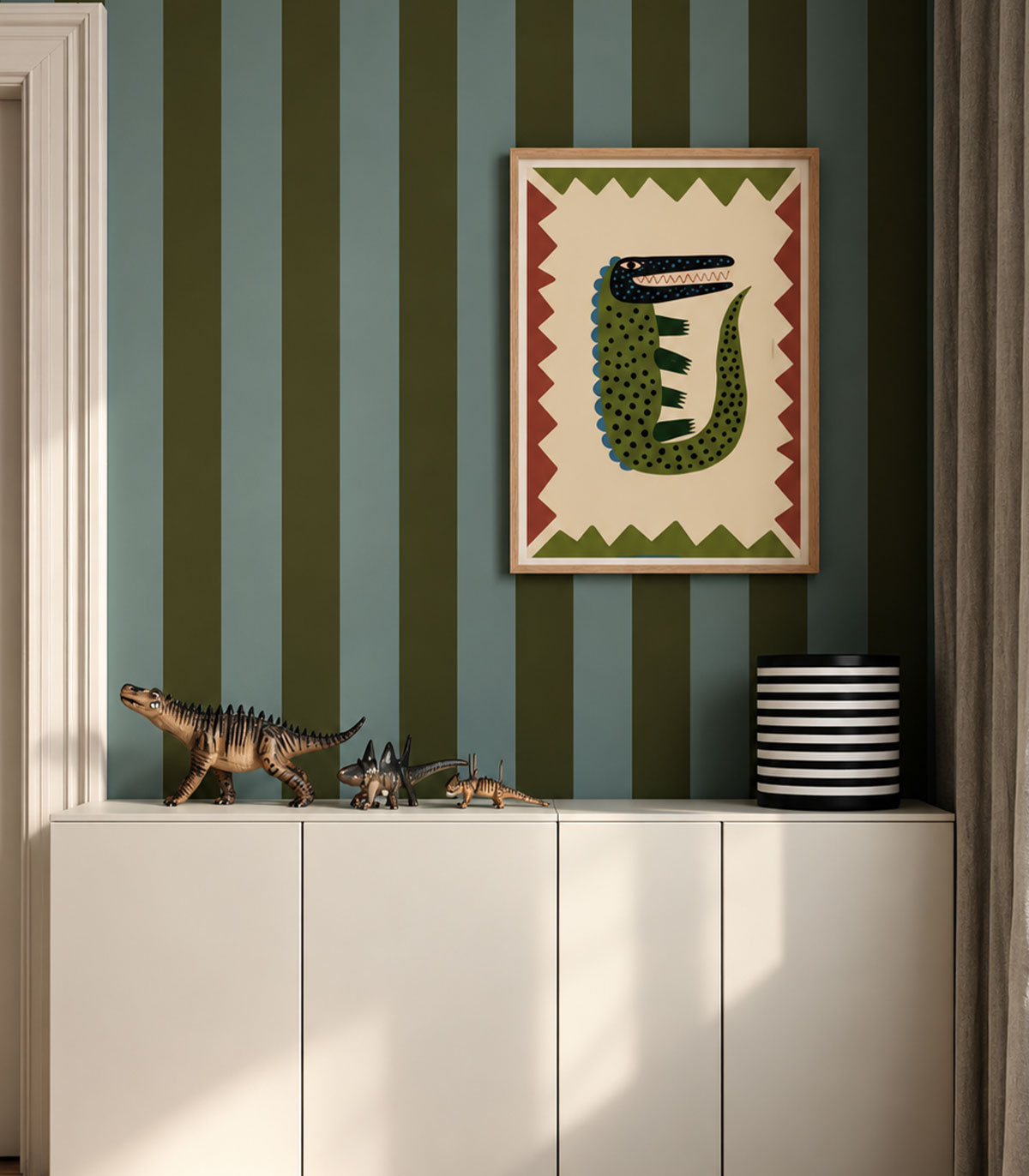 Tapete Wide Stripe Olive Mist