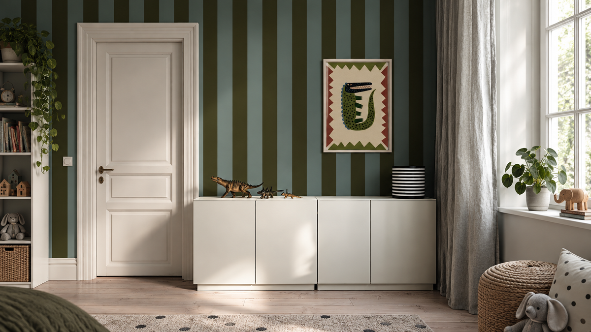 Tapete Wide Stripe Olive Mist