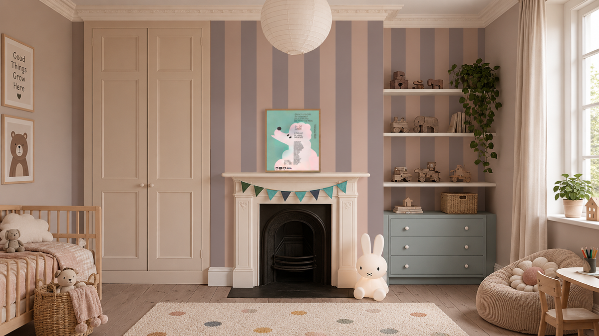 Tapete Wide Stripe Powder Rose
