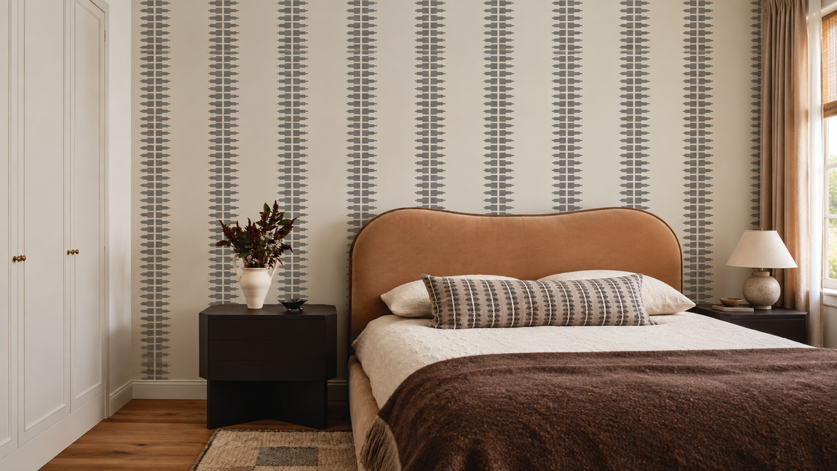 Tapete Ornament Line Clay Warm Linen
