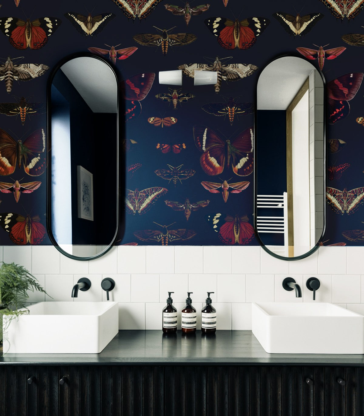 Schmetterlinge Marineblaue Tapete