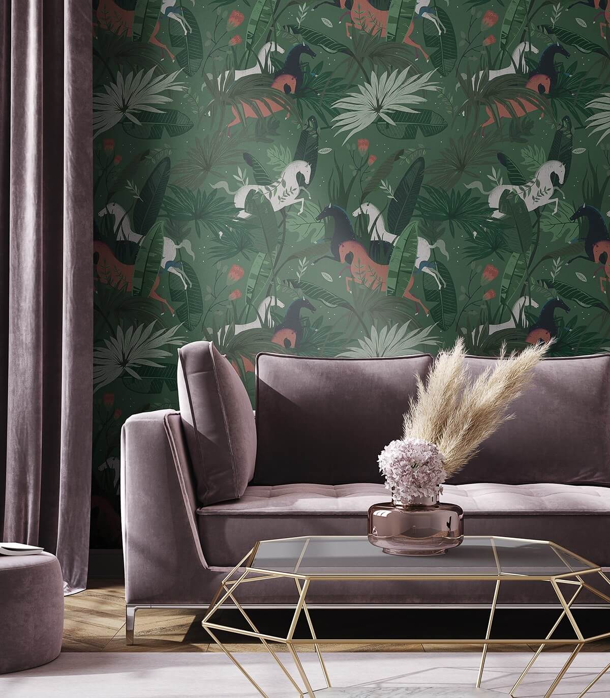 Tapeta Dream Horses Green - Wallcolors®