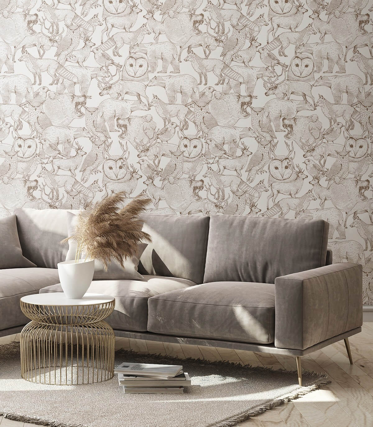 Tapeta Forest Friends Brown - Wallcolors®